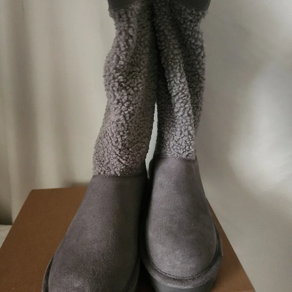 Bearpaw Snuggle Murphy Boot Gray 10 NWT